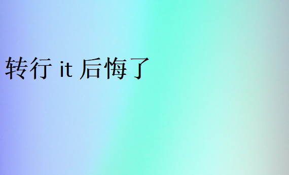 轉(zhuǎn)行學(xué)it的下場(chǎng)