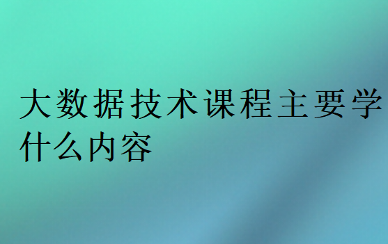 大數(shù)據(jù)技術(shù)課程主要學(xué)什么內(nèi)容